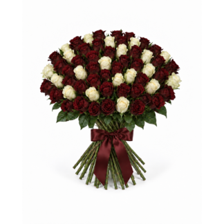 151 punast ja valget roosi 40cm